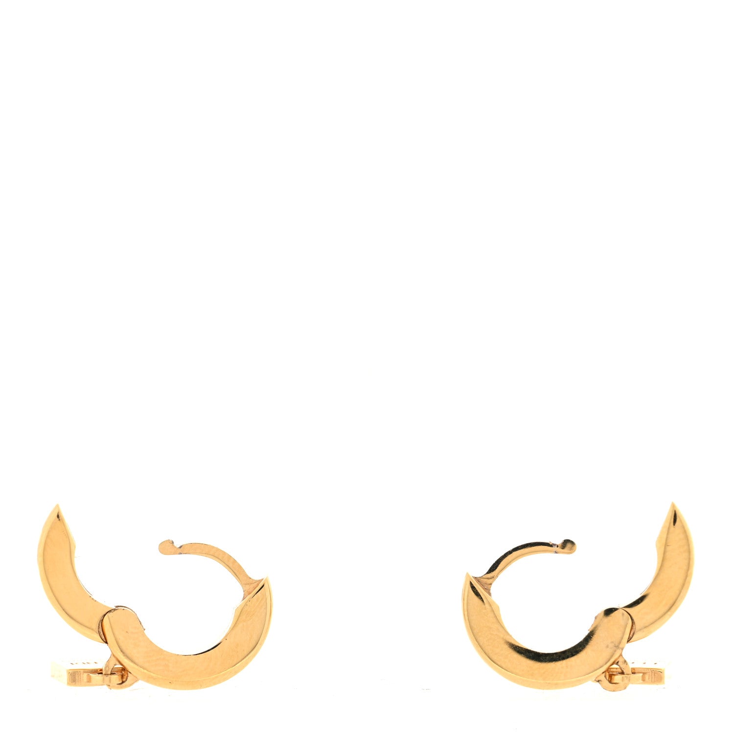Fendi Metal Enamel FF Hoop Drop Earrings Gold Black 3 of 5