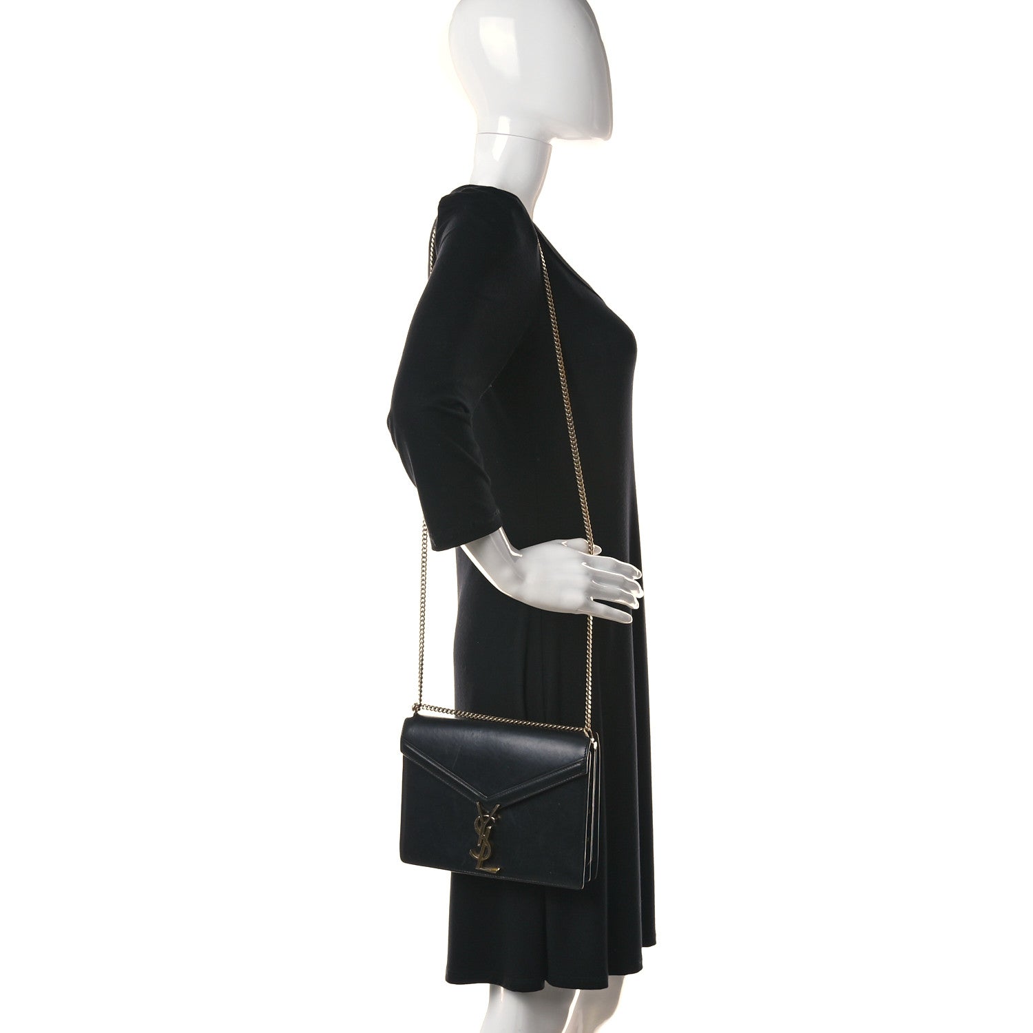 Saint Laurent Smooth Calfskin Monogram Cassandra Clasp Bag Black 2 of 28