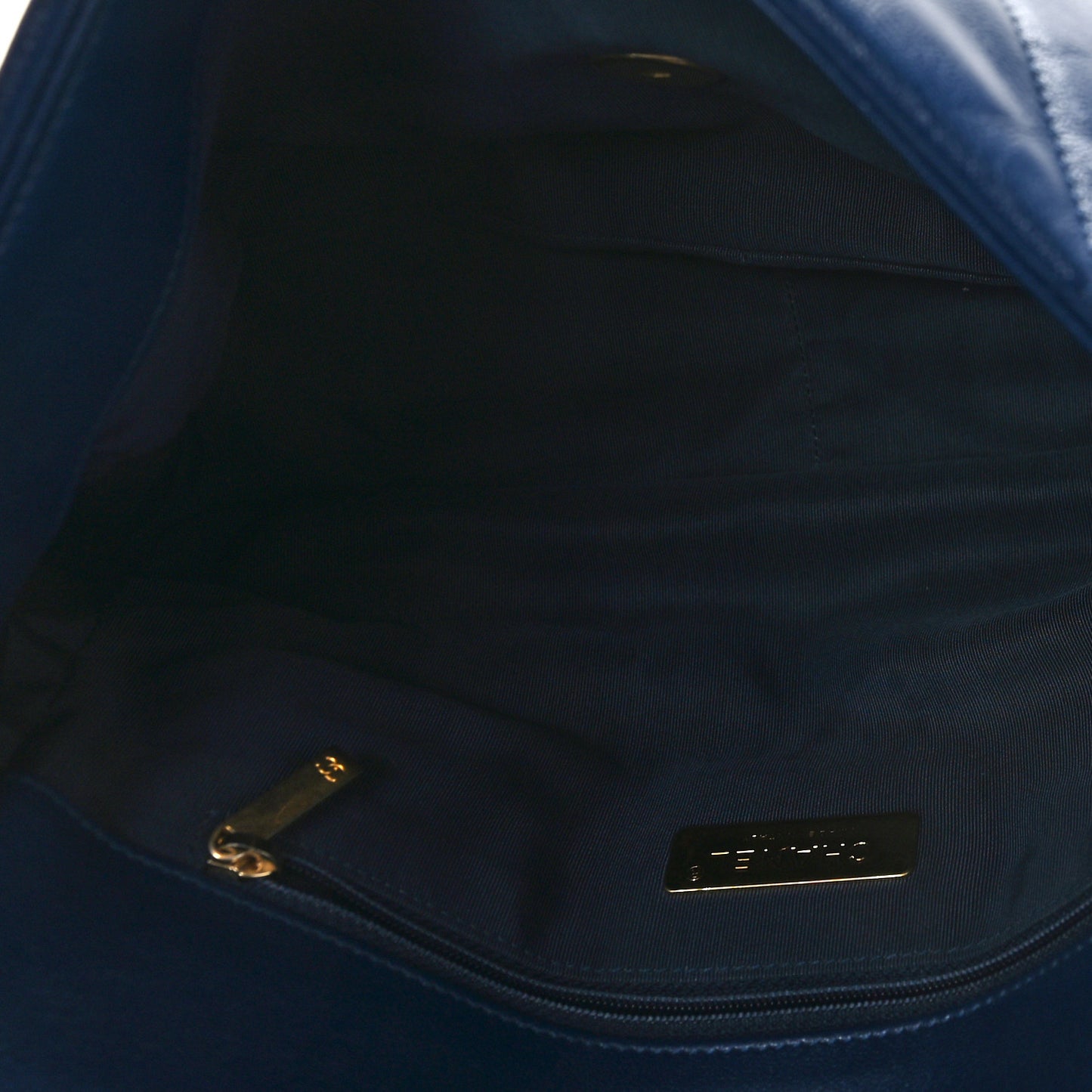 Goatskin Quilted Large Chanel 19 Flap Navy Blue