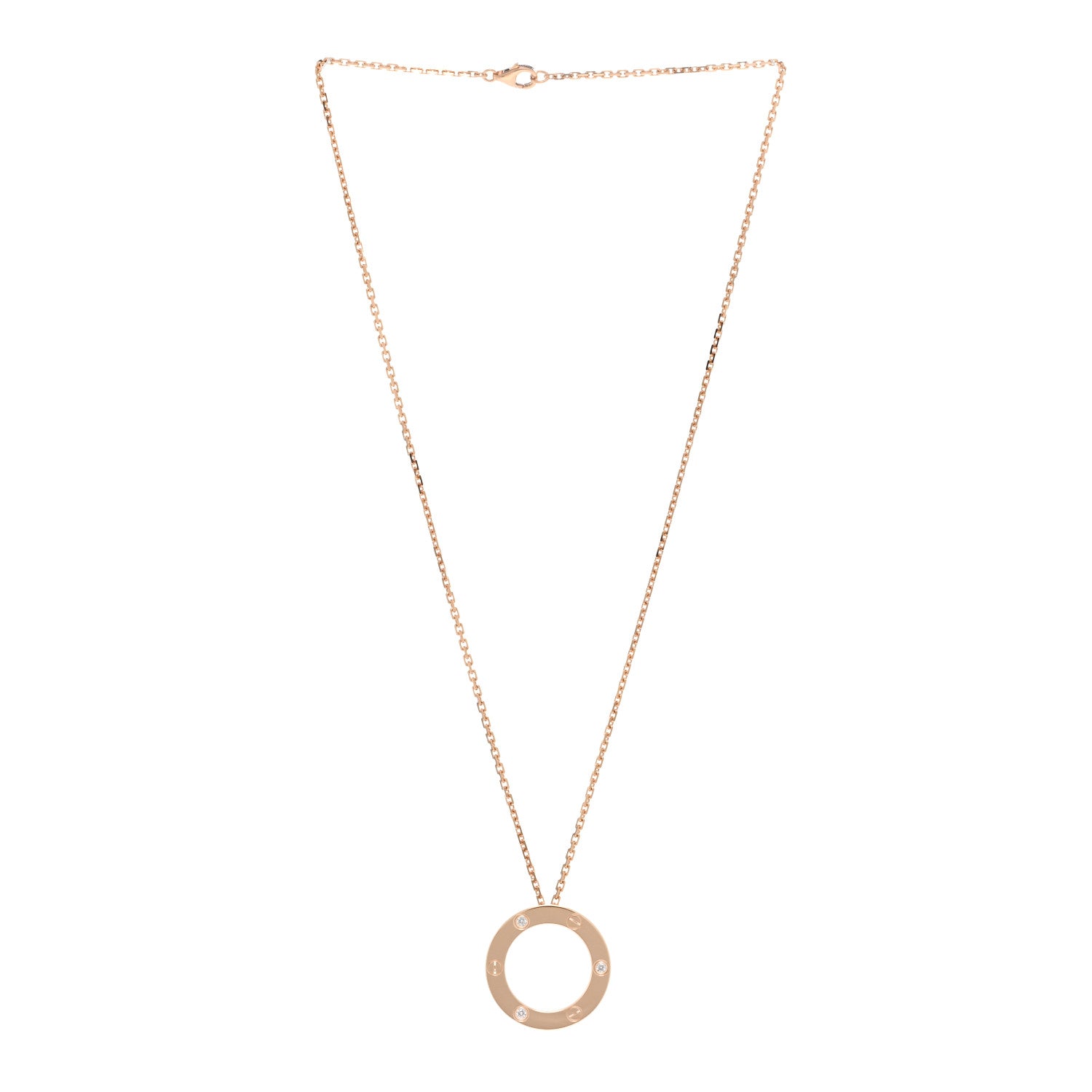 Cartier 18K Pink Gold 3 Diamonds LOVE Pendant Necklace 4 of 5