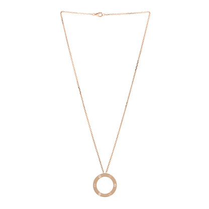 Cartier 18K Pink Gold 3 Diamonds LOVE Pendant Necklace 4 of 5