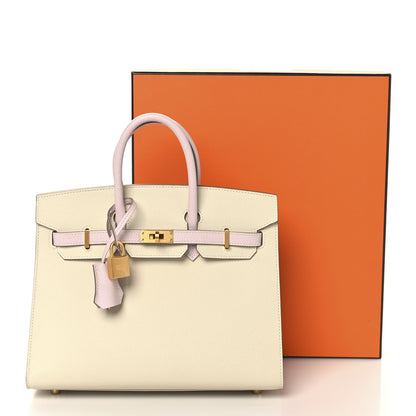 Hermes Epsom Horseshoe Birkin Sellier 25 Craie Mauve Pale 13 of 13