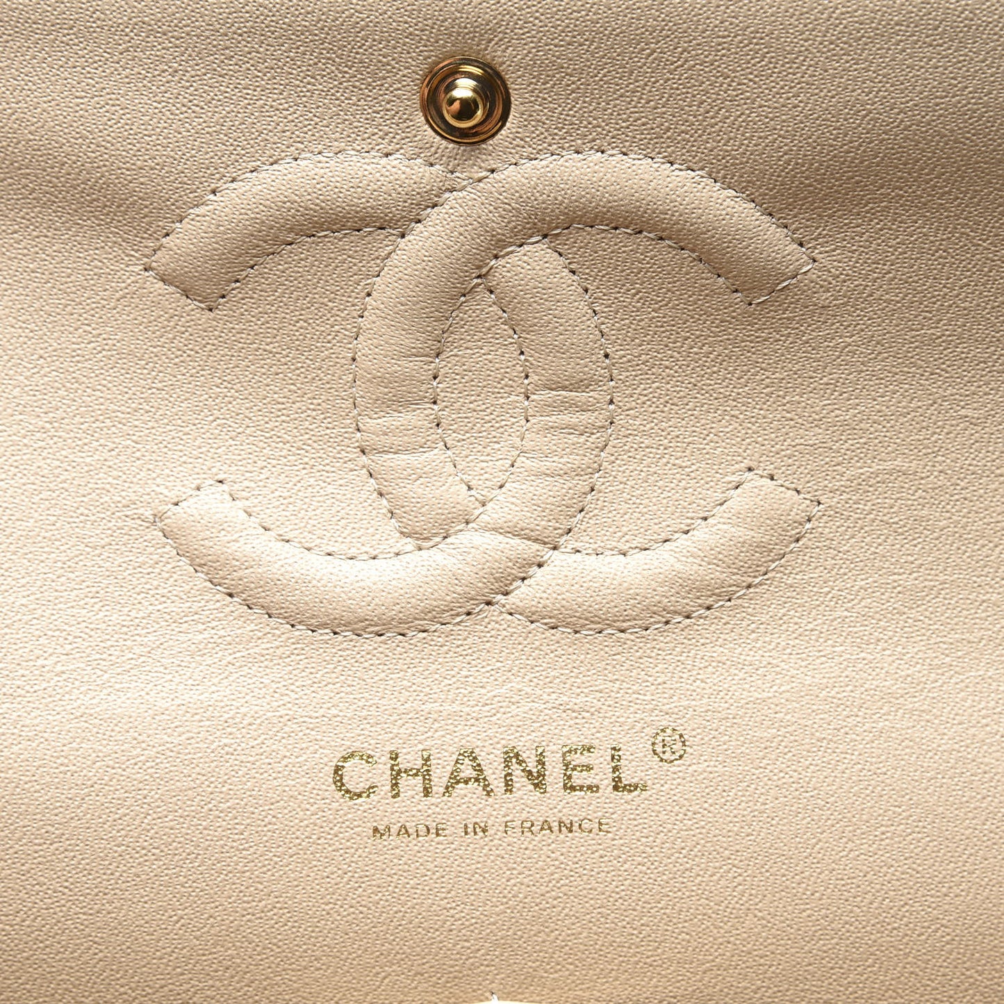 Caviar Quilted Medium Double Flap Beige Clair