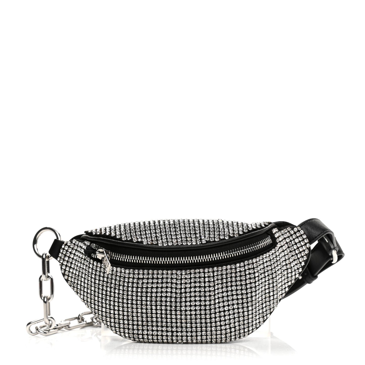 Rhinestone Mesh Mini Attica Belt Bag Black