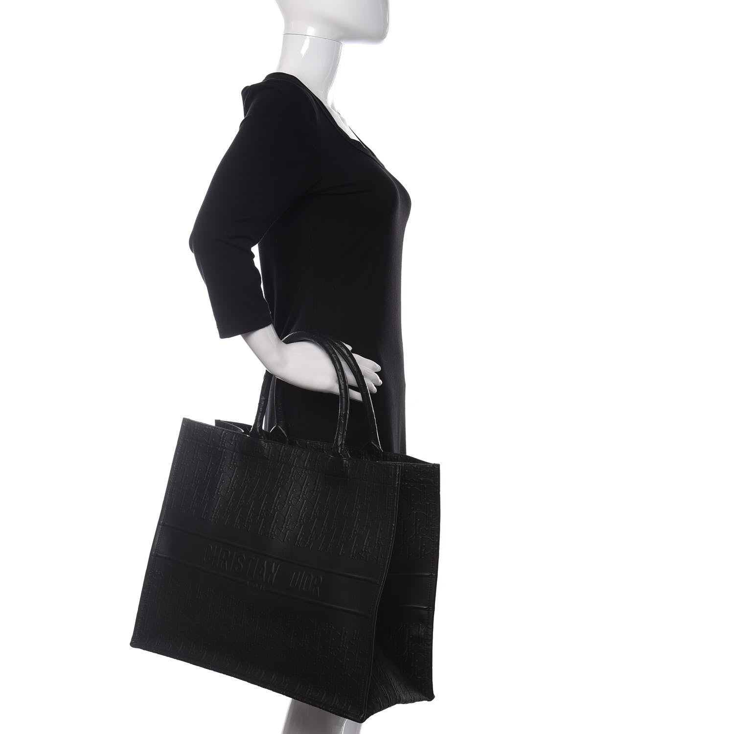 Christian Dior Oblique Calfskin Embossed Book Tote Black 2 of 9