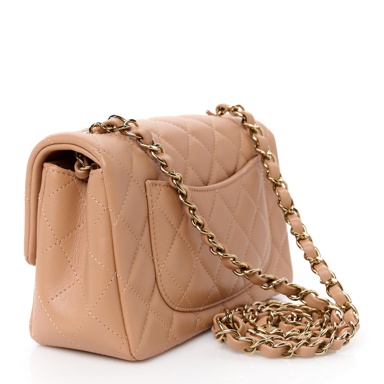 Chanel Lambskin Quilted Mini Rectangular Flap Dark Beige 3 of 13