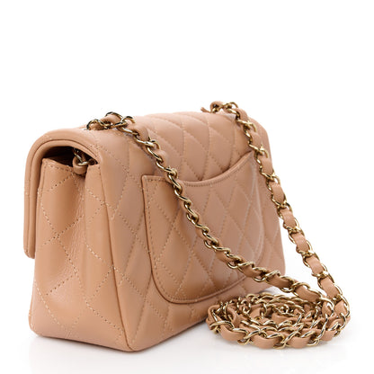 Chanel Lambskin Quilted Mini Rectangular Flap Dark Beige 3 of 13