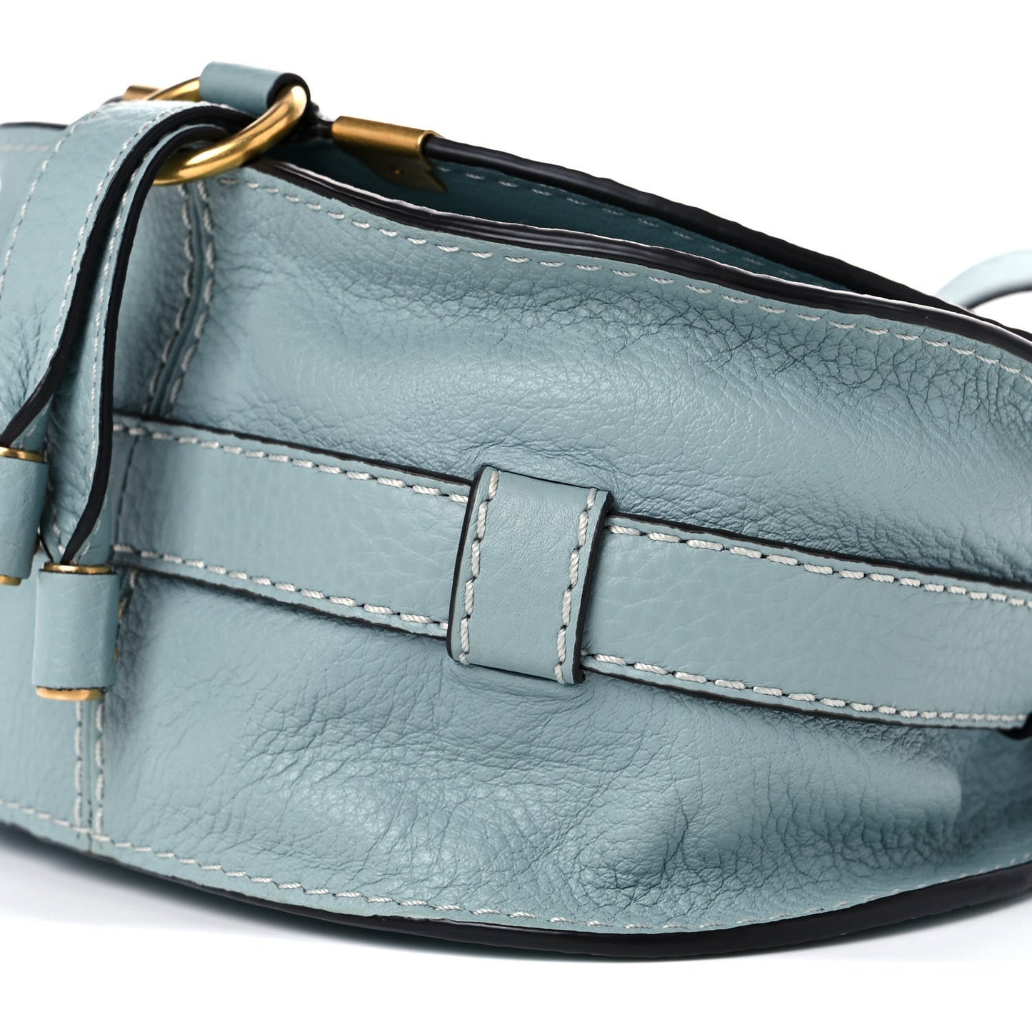 Calfskin Mini Marcie Round Crossbody Bag Rainy Blue