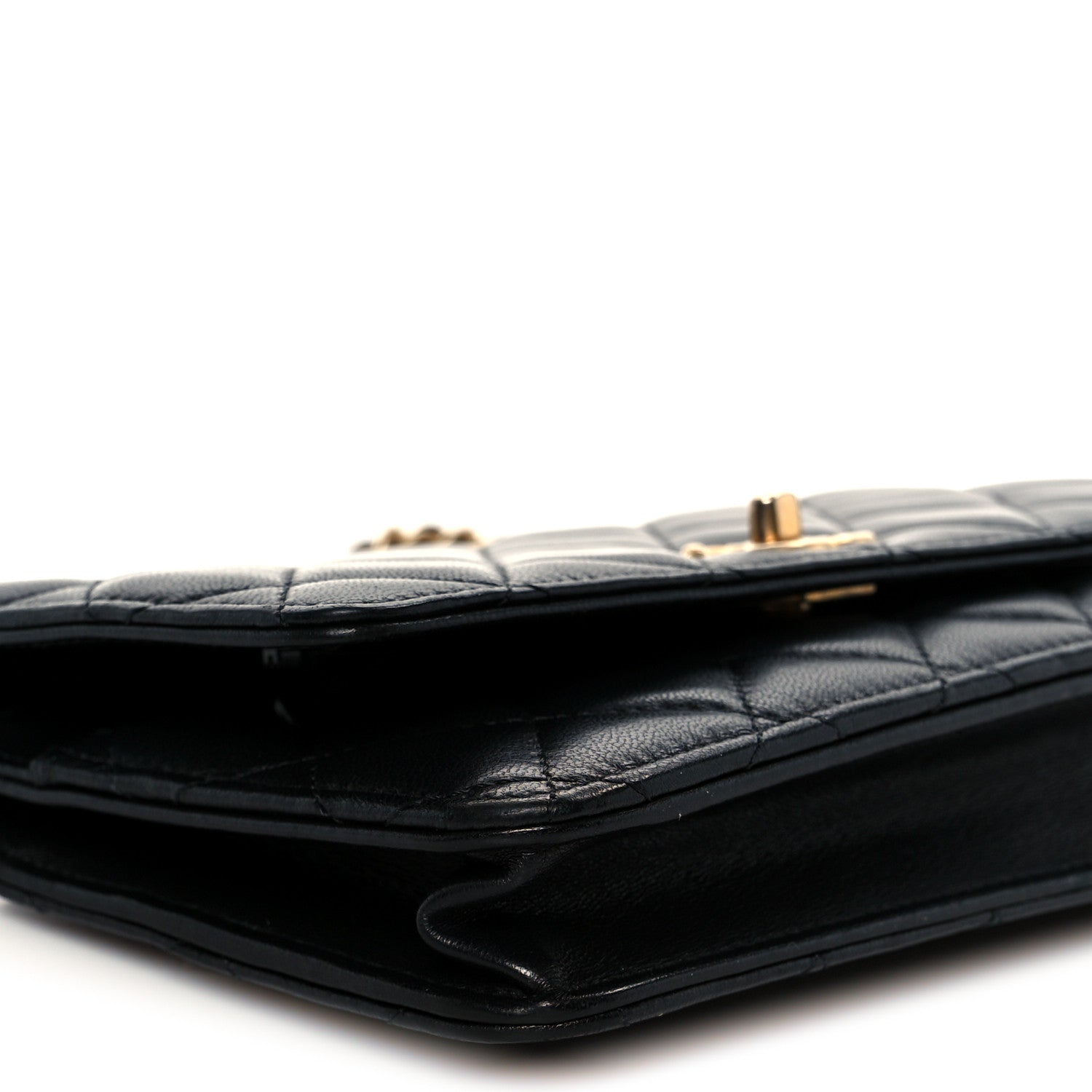 Chanel Lambskin Quilted CC Pearl Crush Wallet on Chain WOC Black 10 of 11