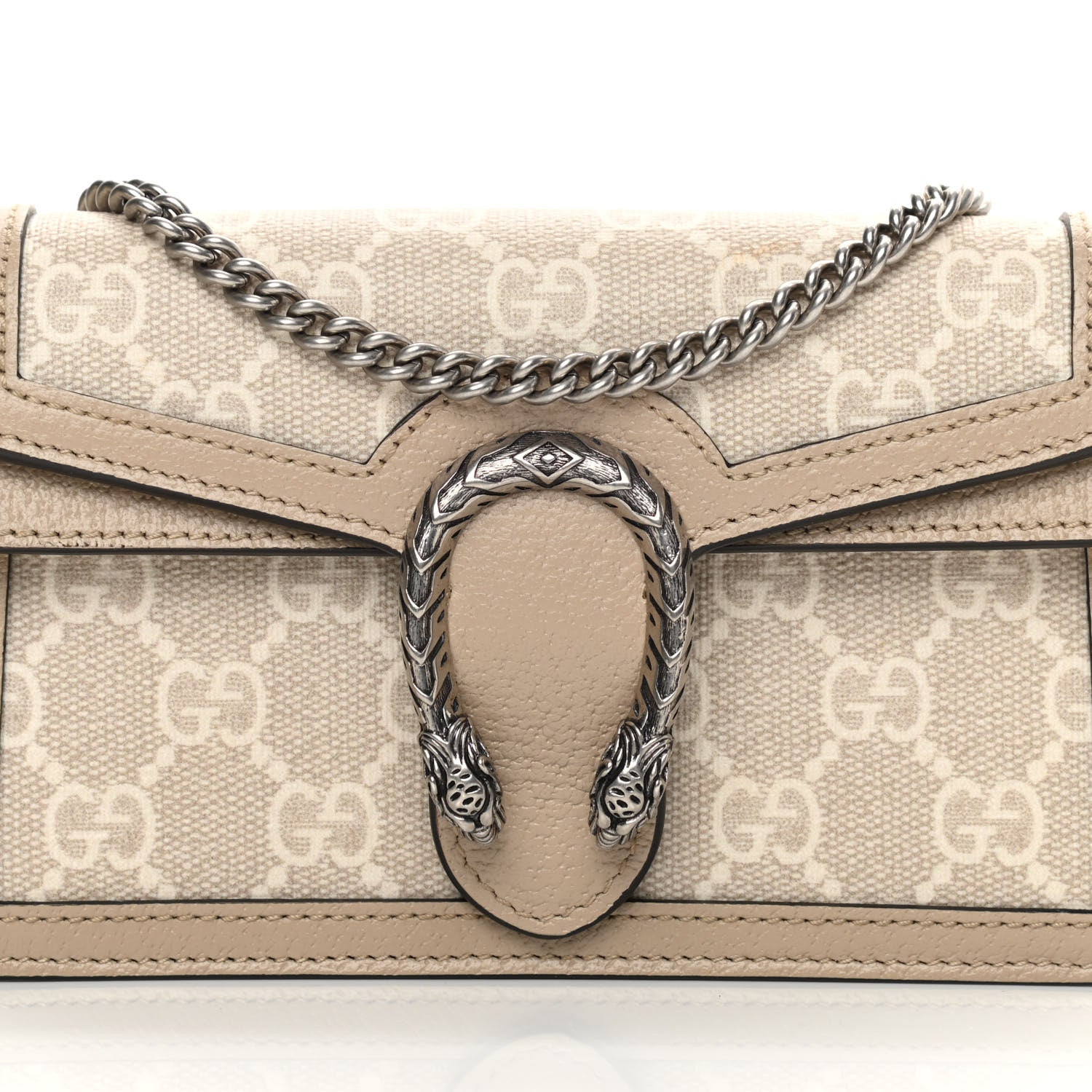 Gucci GG Supreme Monogram Textured Dollar Calfskin Super Mini Dionysus Shoulder Bag Beige Mystic White Oatmeal 8 of 12