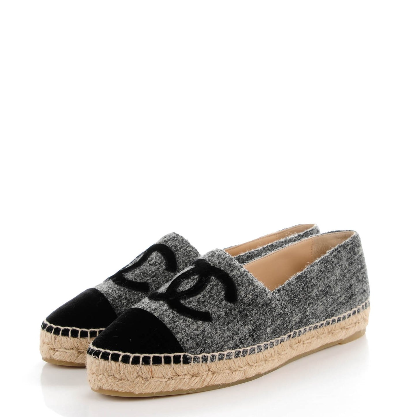 Velvet Tweed CC Espadrilles 39 Black Grey