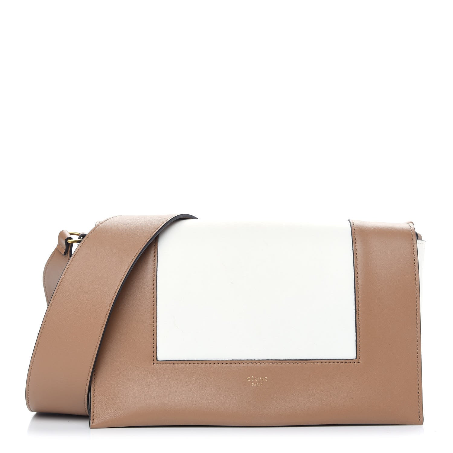 Celine Shiny Smooth Calfskin Medium Frame Shoulder Bag Tan Optic White 1 of 12