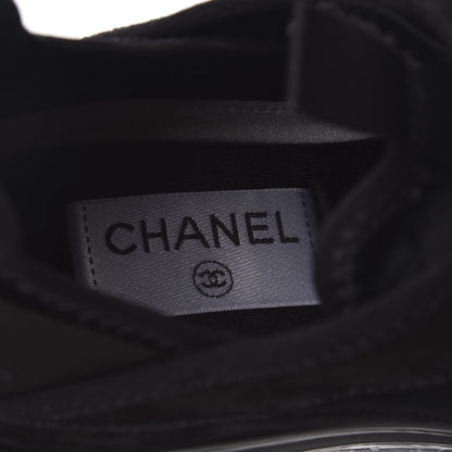 Chanel Suede Calfskin Velvet Grosgrain CC Sneakers 37.5 Black 7 of 10