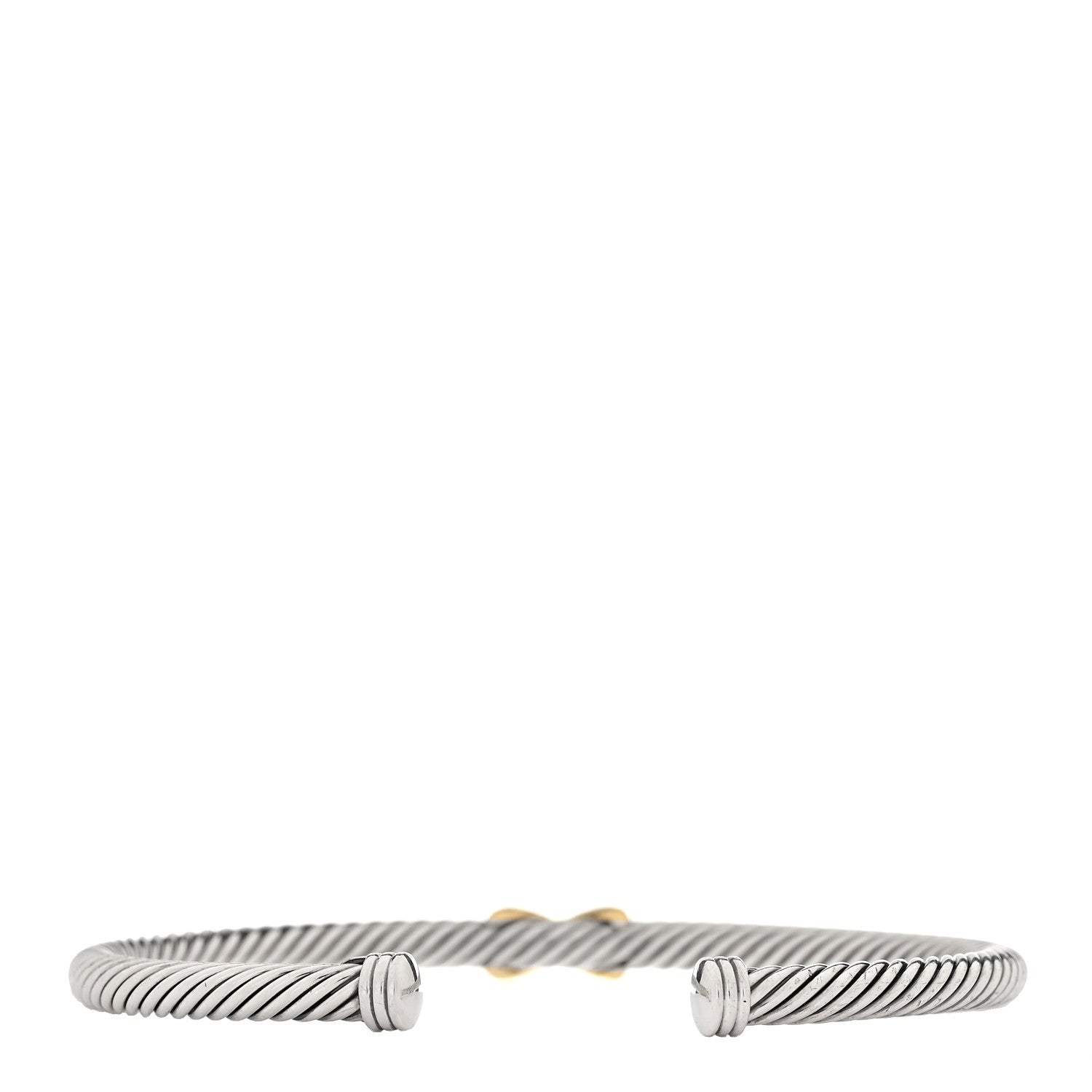 David Yurman Sterling Silver 18K Yellow Gold 4mm X Station Cable Bracelet 3 of 5