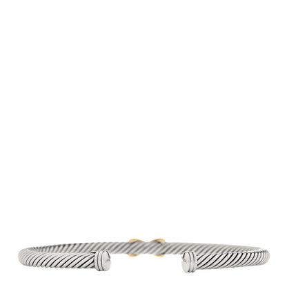 David Yurman Sterling Silver 18K Yellow Gold 4mm X Station Cable Bracelet 3 of 5