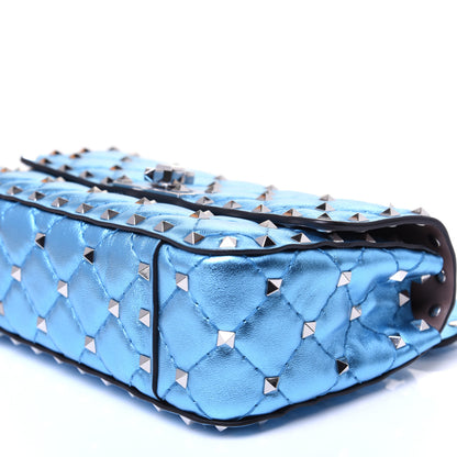 Valentino Garavani Metallic Nappa Small Rockstud Spike Shoulder Bag Cerulean 7 of 15