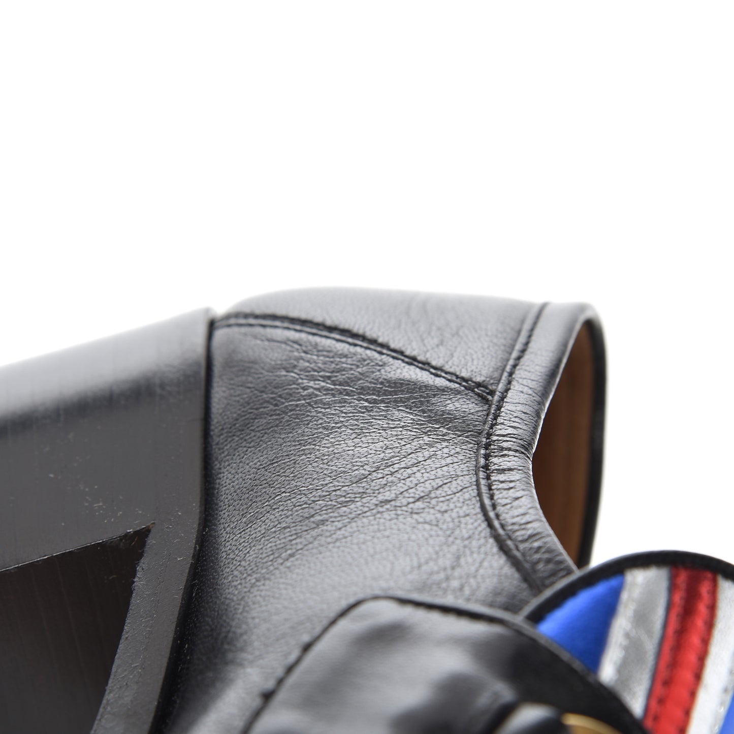Lambskin Union Jack Horsebit Loafer Pumps 38 Black