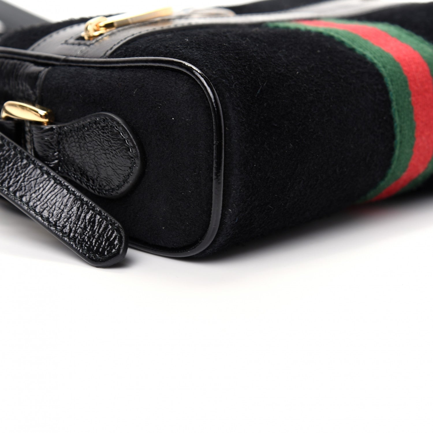 Gucci Suede Patent Web Mini Ophidia Shoulder Bag Black 6 of 9