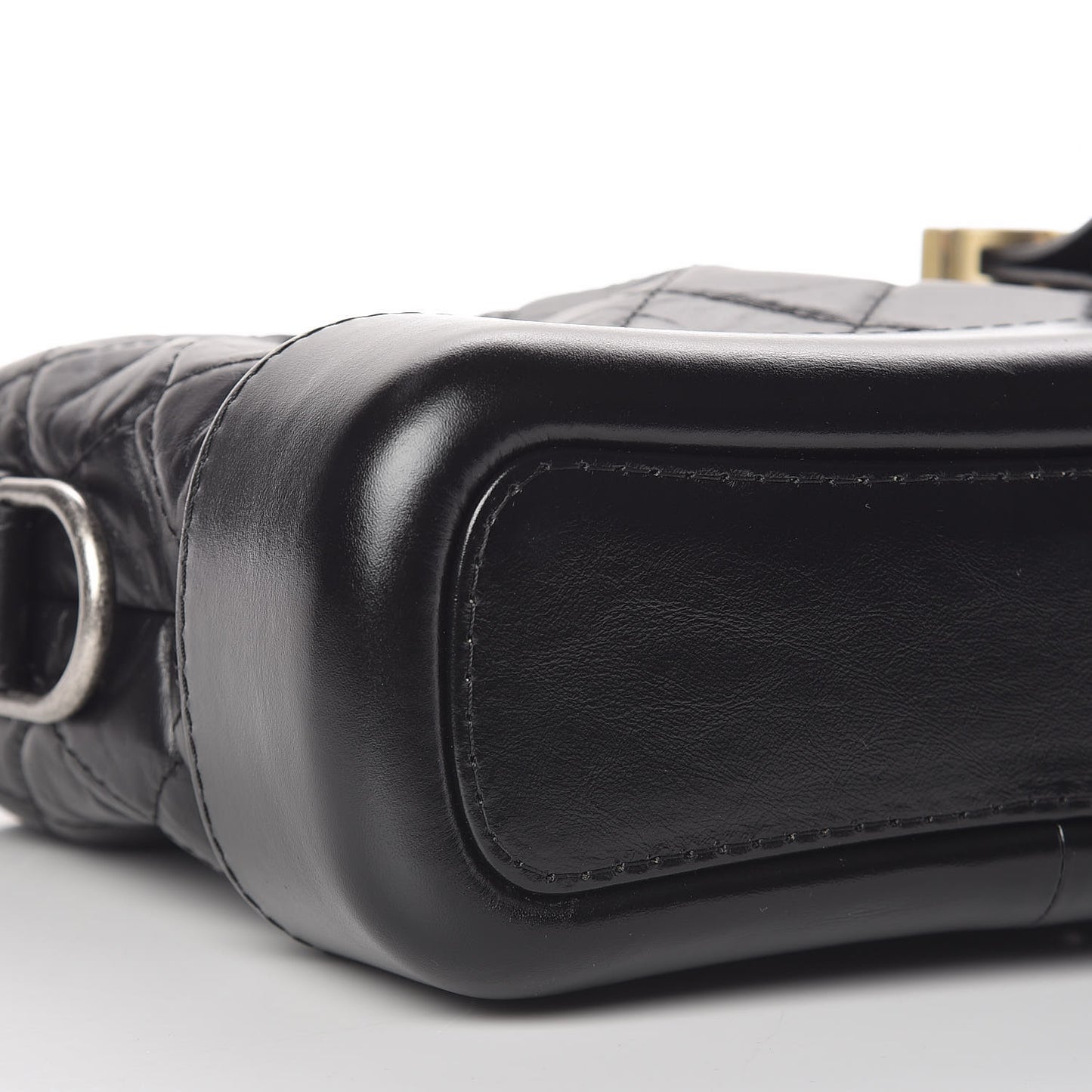 Aged Calfskin Quilted Small Gabrielle Hobo Black