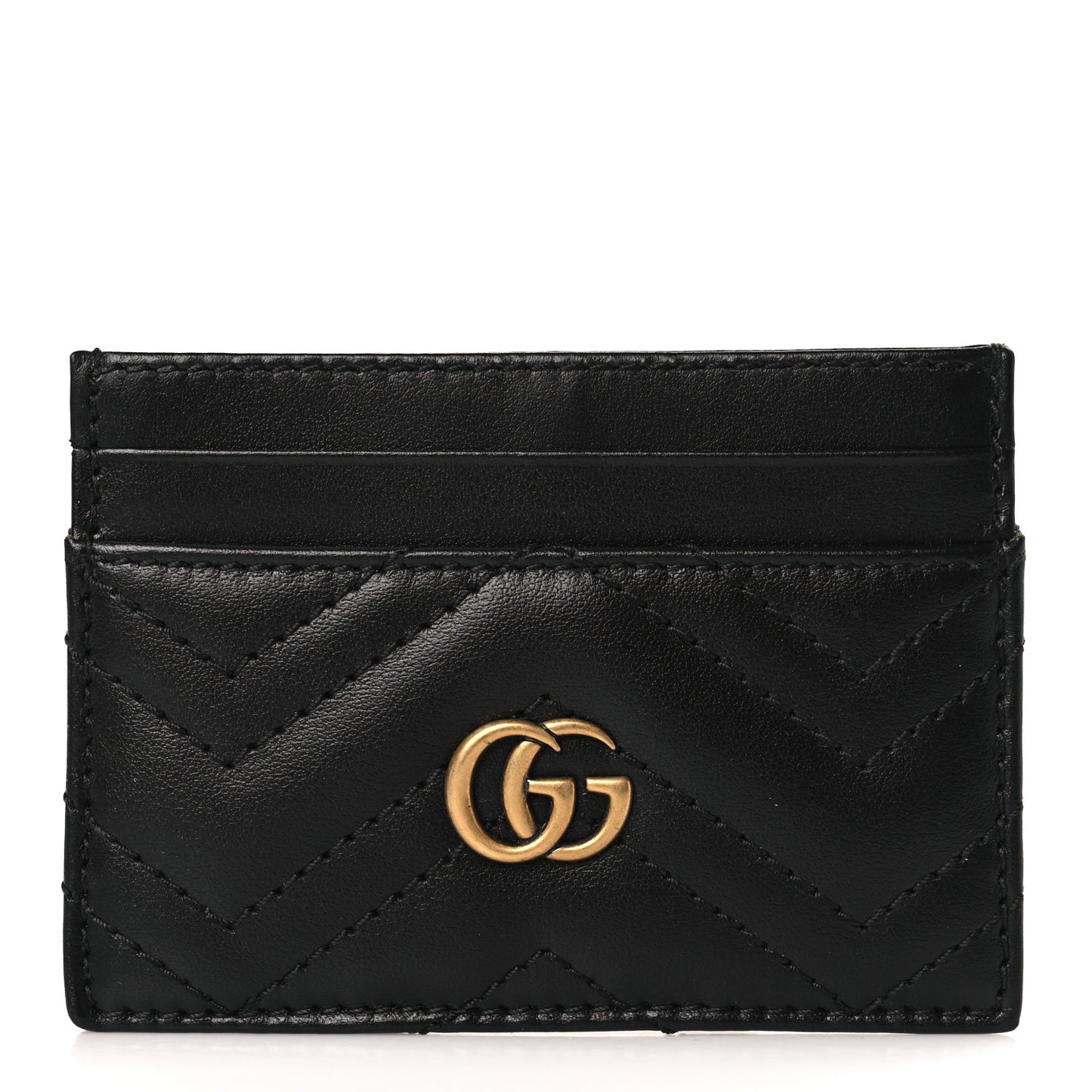 Calfskin Matelasse GG Marmont Card Holder Black