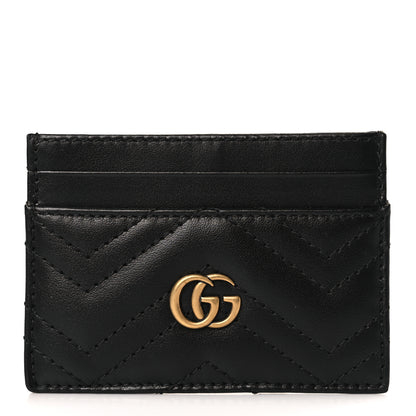 Gucci Calfskin Matelasse GG Marmont Card Holder Black 1 of 7