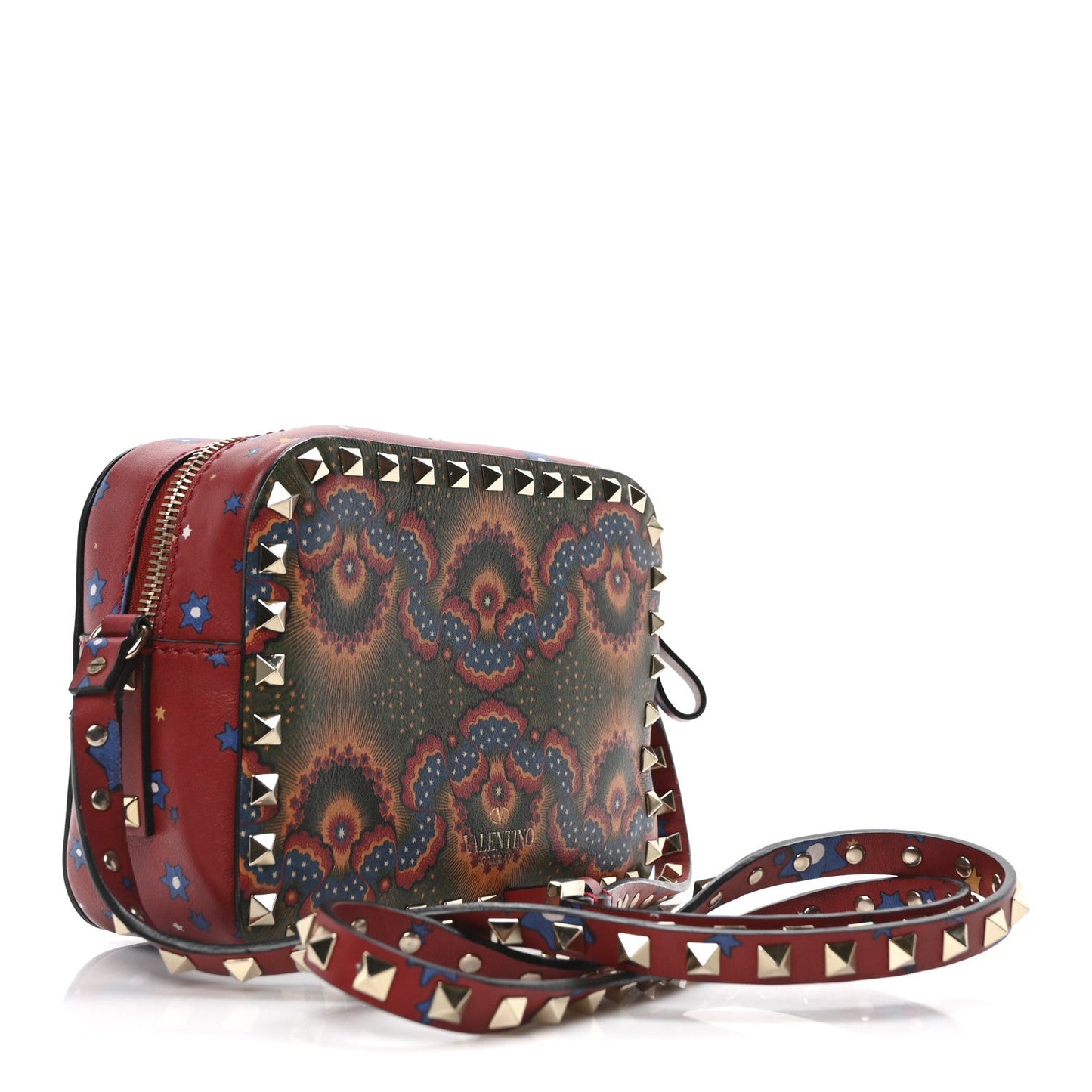 Vitello Enchanted Wonderland Rockstud Camera Crossbody Bag Multicolor