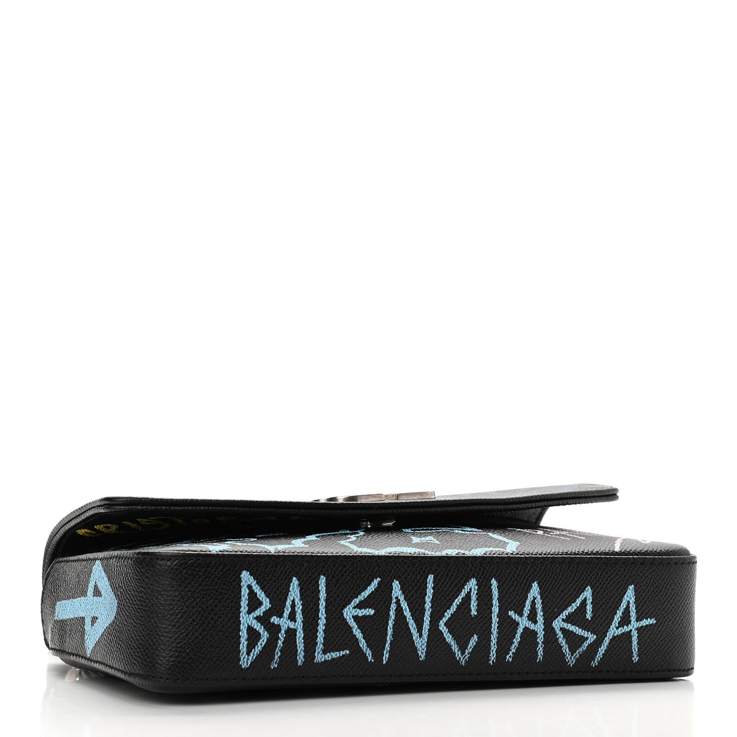 Calfskin Graffiti BB Chain Wallet Black Multicolor