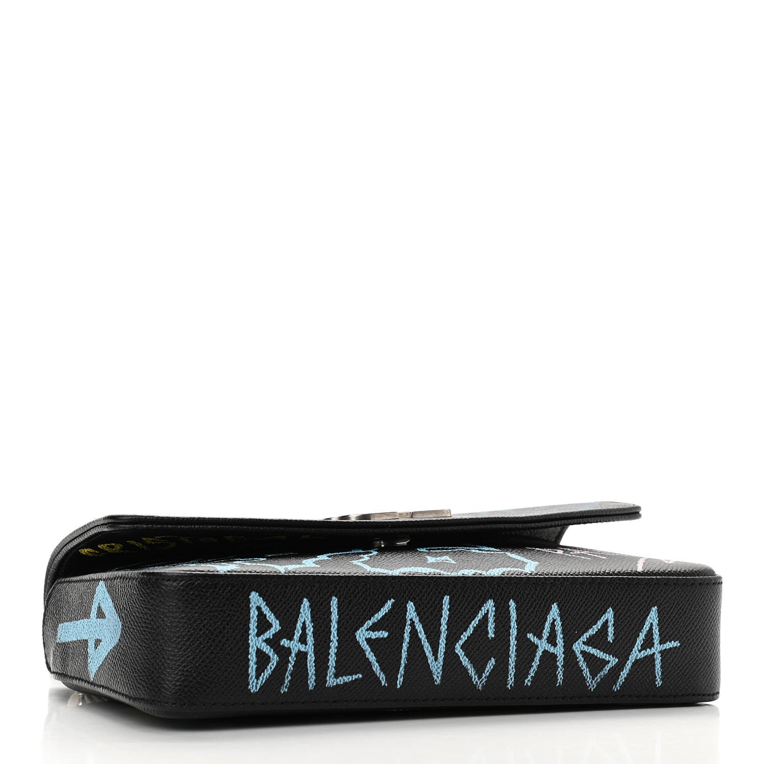 Balenciaga Calfskin Graffiti BB Chain Wallet Black Multicolor 3 of 8