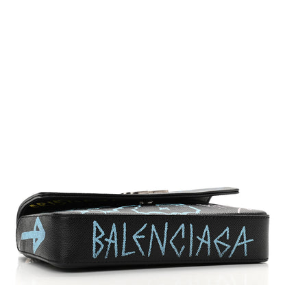 Balenciaga Calfskin Graffiti BB Chain Wallet Black Multicolor 3 of 8