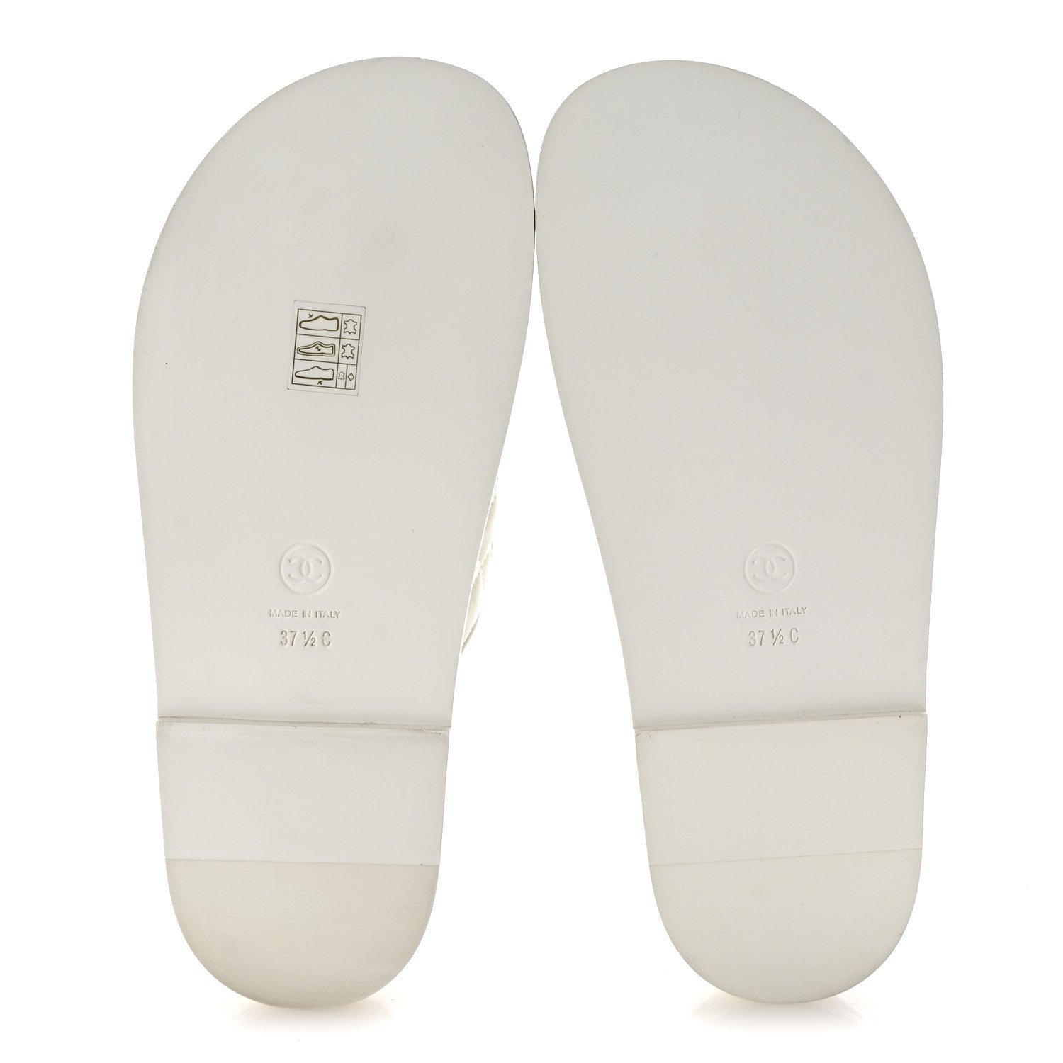 Chanel Lambskin Quilted Velcro Dad Chain CC Slide Sandals 37.5 White 6 of 9