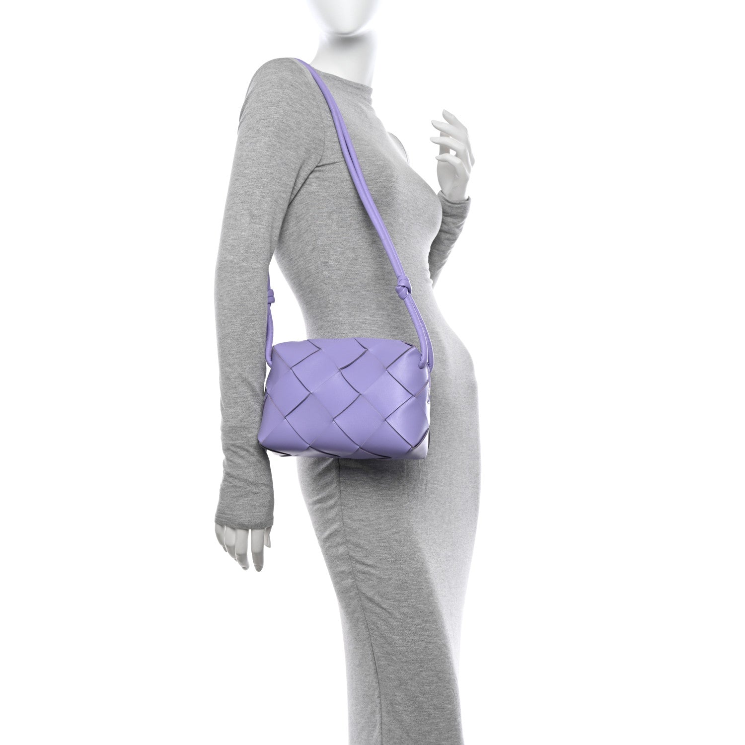 Bottega Veneta Lambskin Maxi Intreccio Small Cassette Camera Bag Wisteria 2 of 9