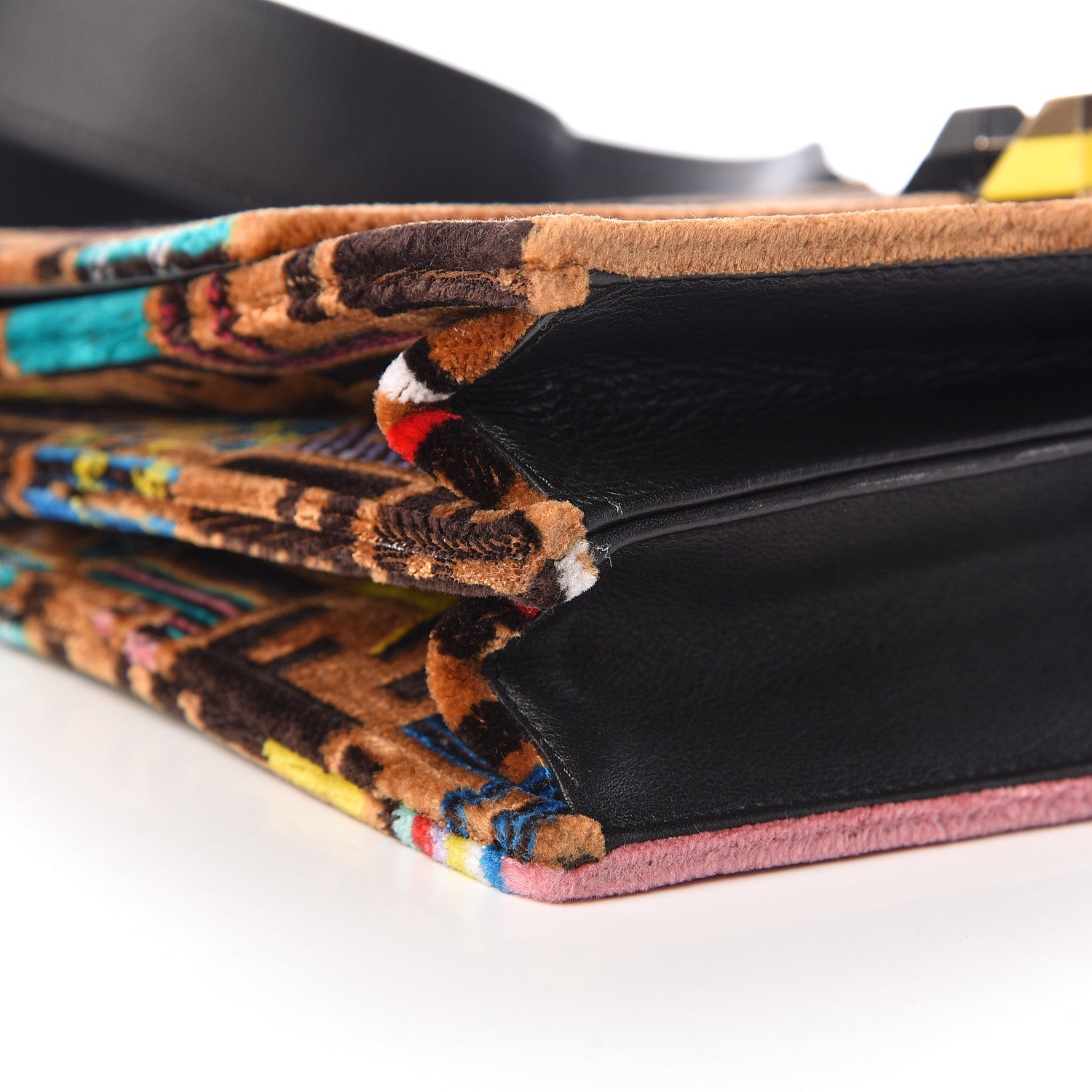 Fendi Velvet Vitello Dolce Fun Fair Kan I Shoulder Bag Tobacco Multicolor Black 10 of 12