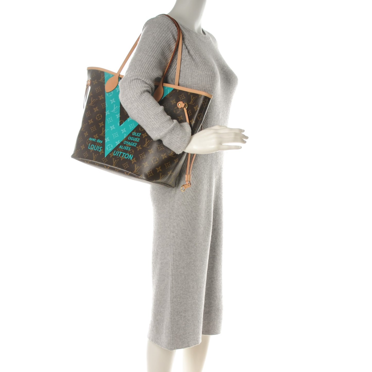Monogram V Neverfull MM Turquoise