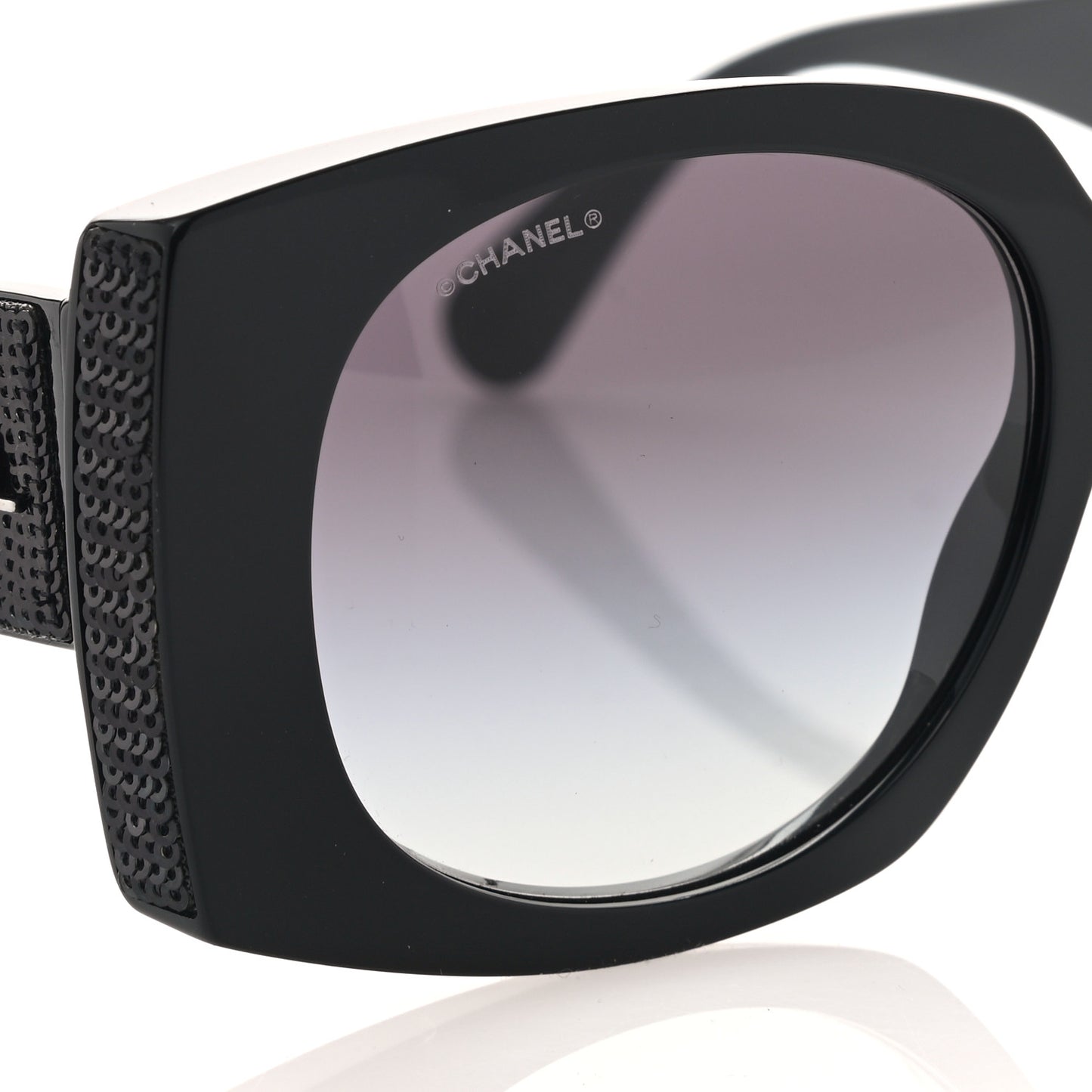 Acetate Sequin Rectangle Sunglasses 71407 Black