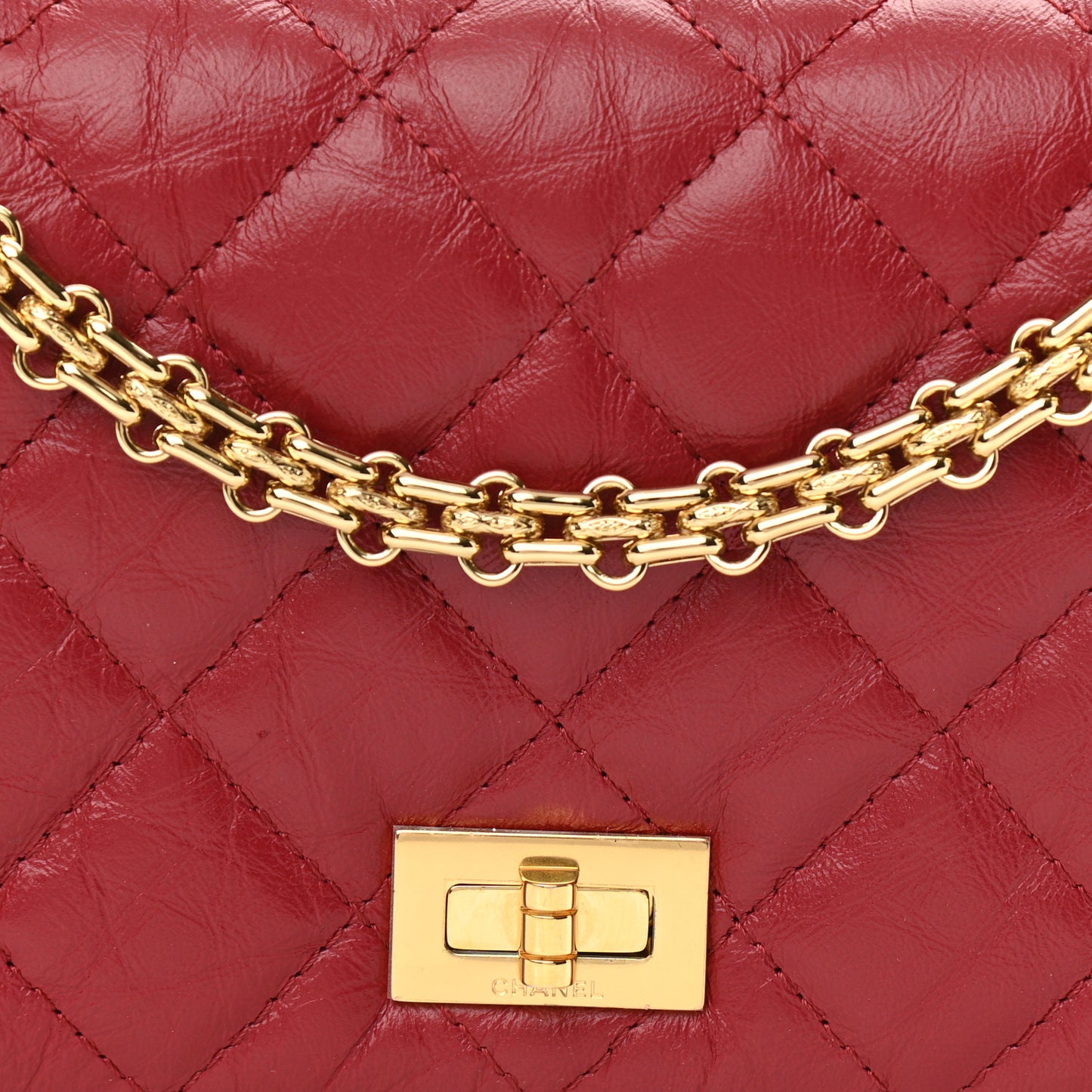 Aged Calfskin Quilted Reissue Wallet On Chain WOC Red