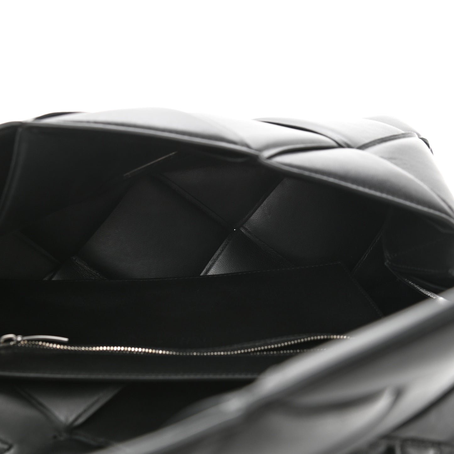 Nappa Intreccio Padded Top Handle Shoulder Bag Black