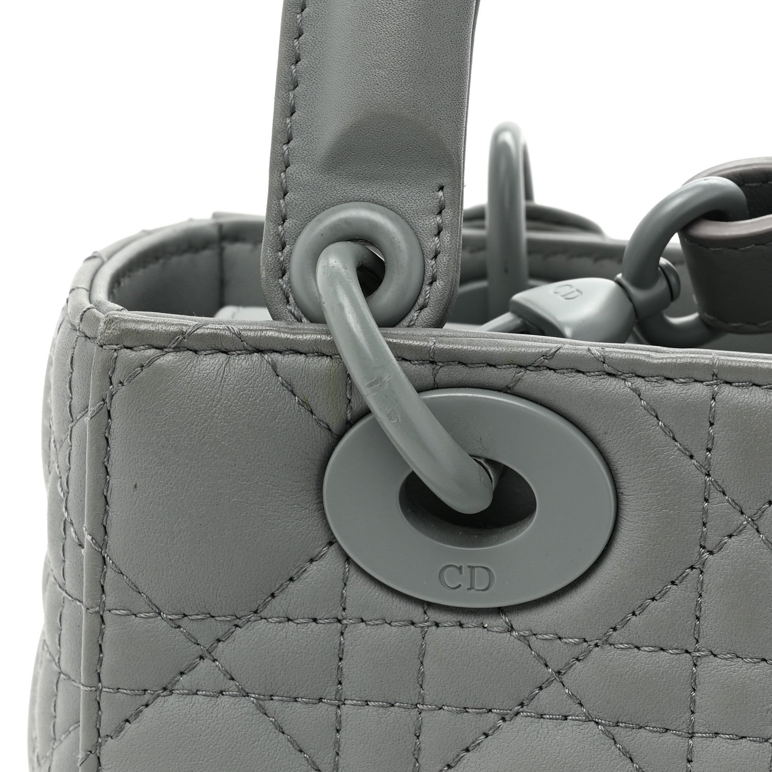 Christian Dior Ultra Matte Calfskin Cannage Small My ABCDior Lady Dior Gray 16 of 17