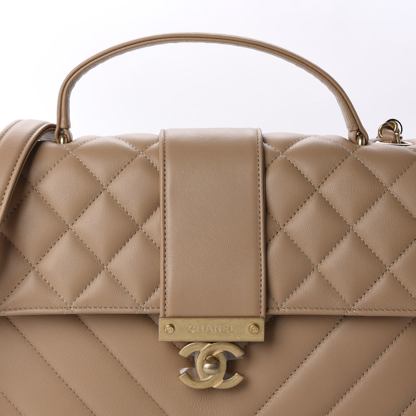 Calfskin Quilted Chevron In The City Bag Beige