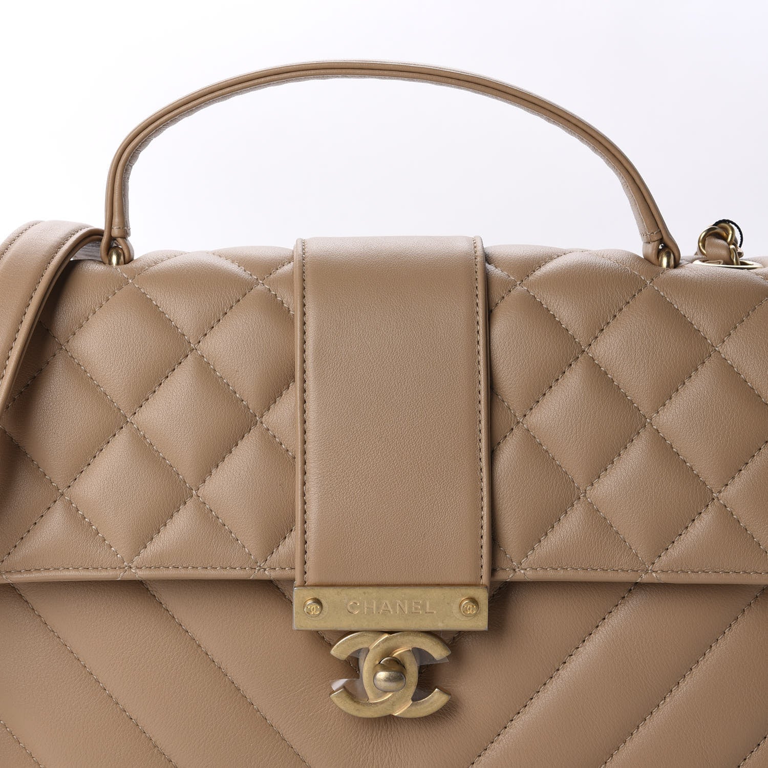 Chanel Calfskin Quilted Chevron In The City Bag Beige 11 of 12