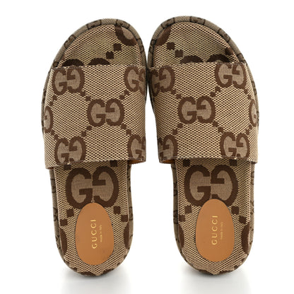 Gucci Monogram Jumbo GG Angelina Platform 55mm Slide Sandals 38 Beige 2 of 11
