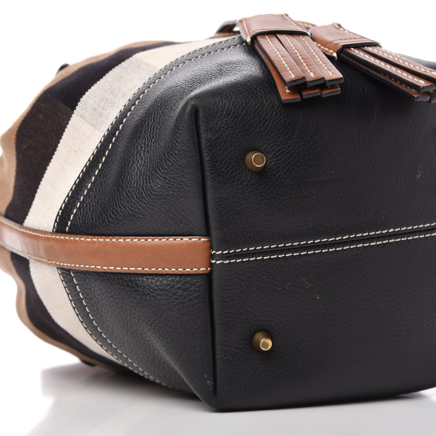Burberry Canvas Check Grainy Calfskin Heston Crossbody Black 7 of 9