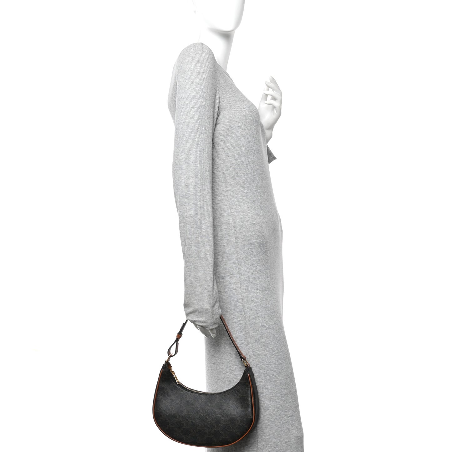 Triomphe Canvas Calfskin Ava Shoulder Bag Tan