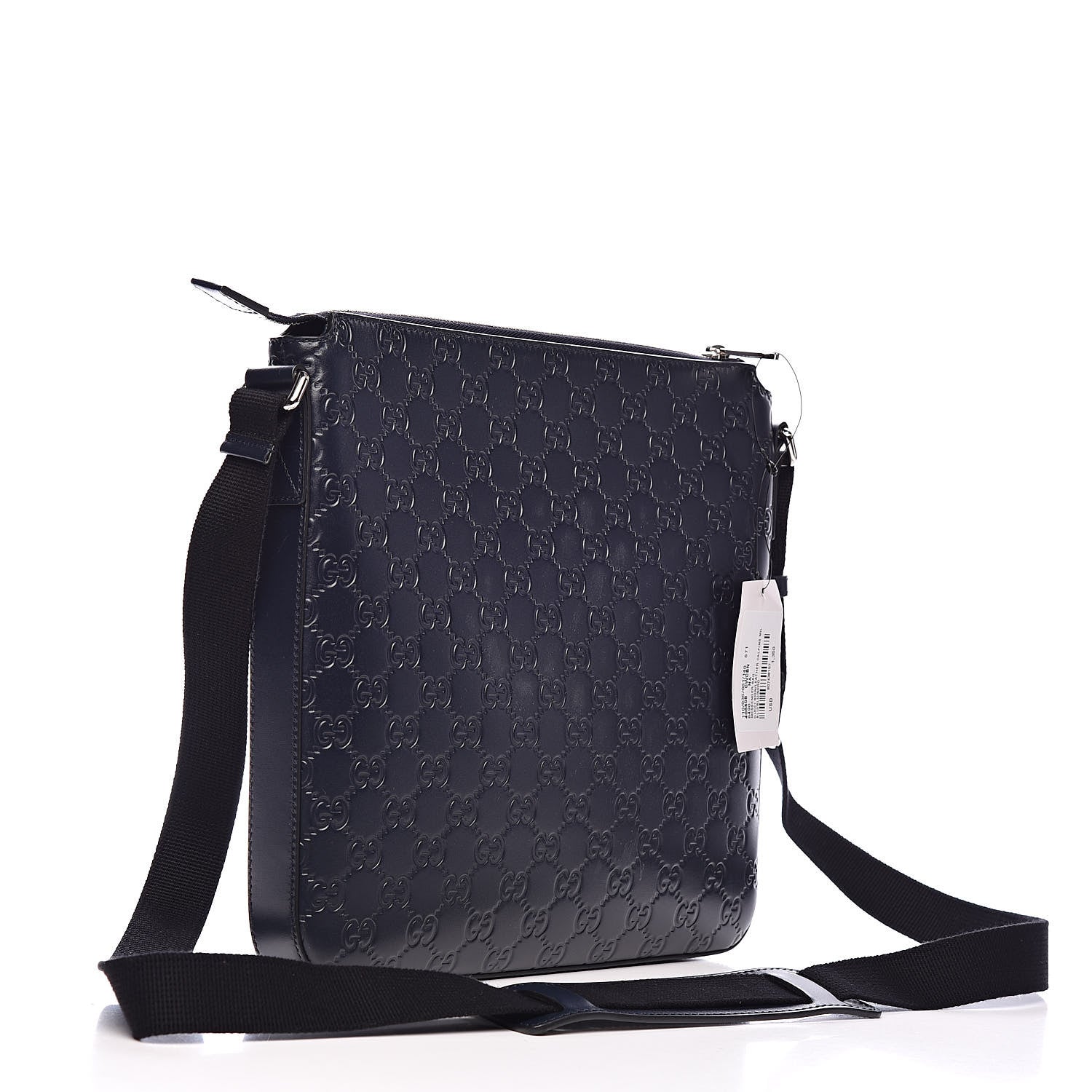 Gucci Guccissima Signature Medium Flat Messenger Bag Blue 3 of 10