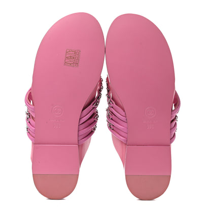 Chanel Calfskin Chain CC Thong Flat Sandals 39 Pink 5 of 11