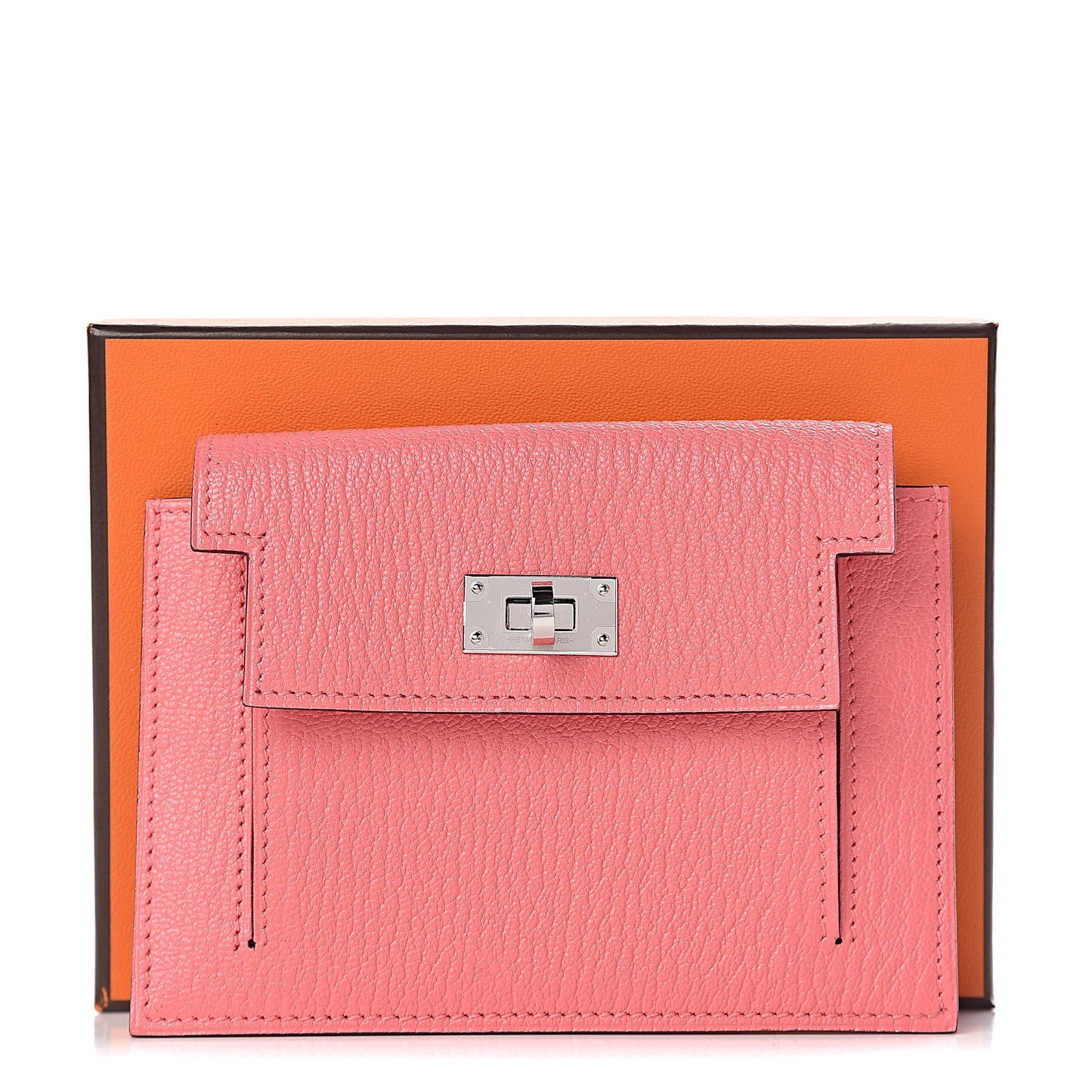 Chevre Mysore Kelly Pocket Compact Wallet Rose Ete