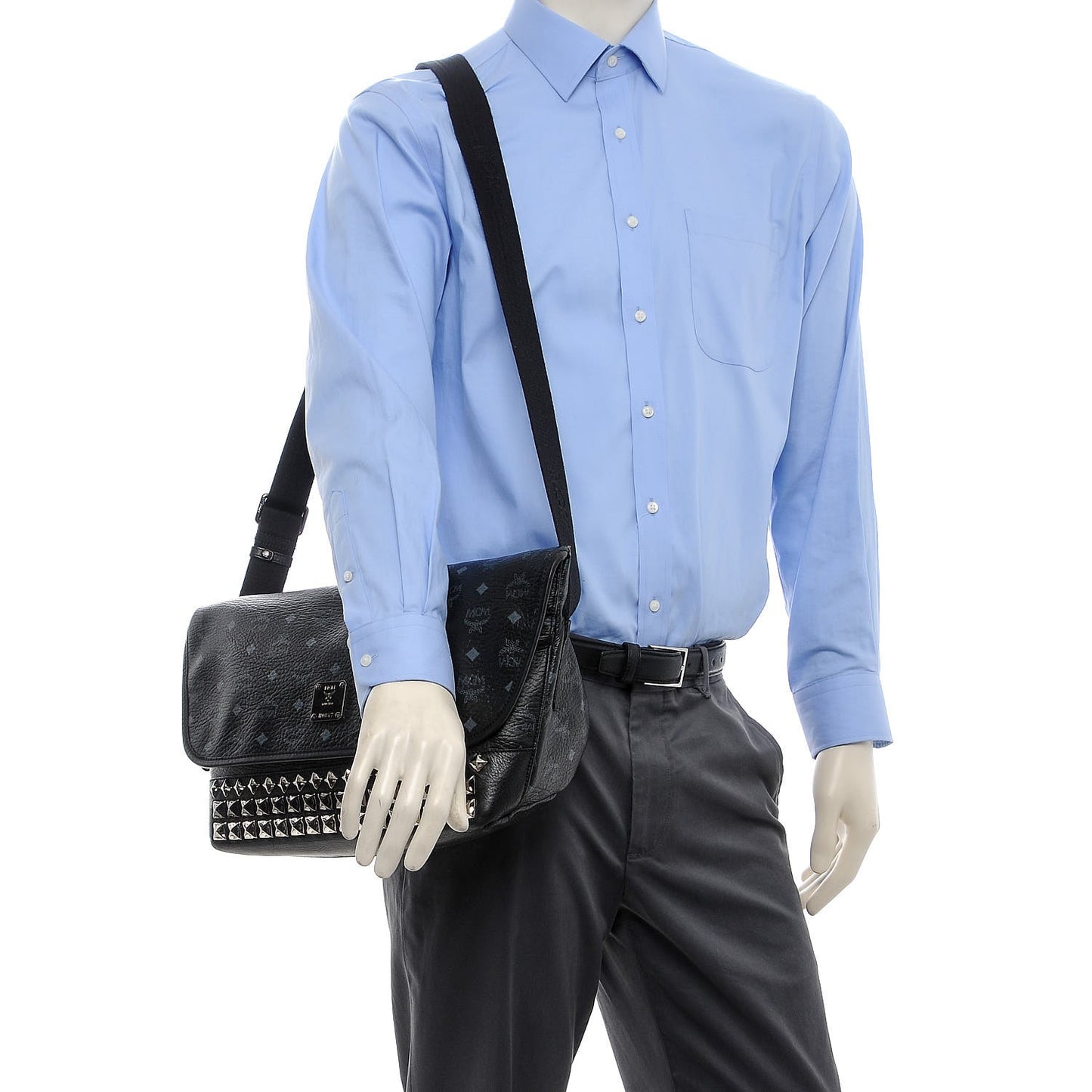 Visetos Studded Messenger Black