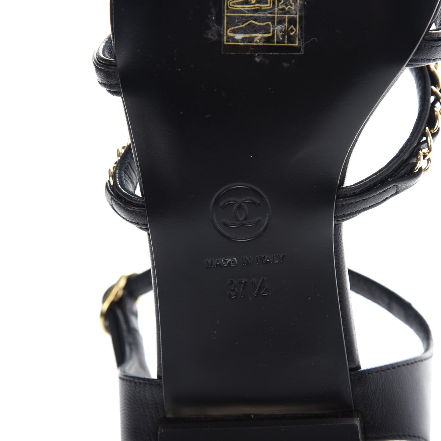 Lambskin CC Chain Sandals 37.5 Black