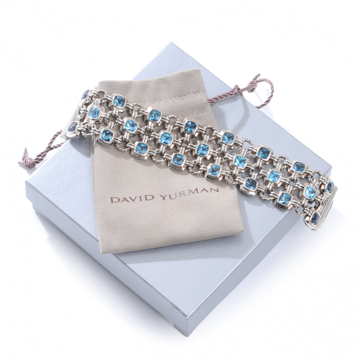 Sterling Silver Blue Topaz Renaissance 3 Row Bracelet