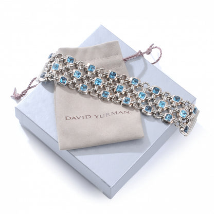 David Yurman Sterling Silver Blue Topaz Renaissance 3 Row Bracelet 6 of 6