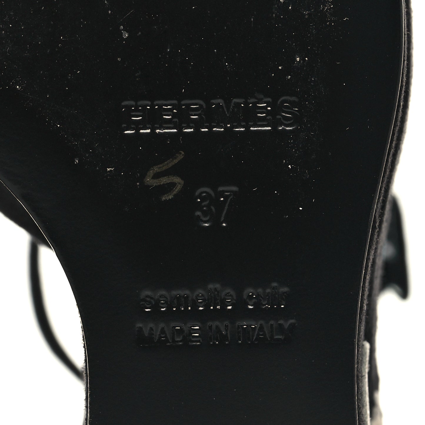 Suede Goatskin Tournis Wedge Sandals 37 Black